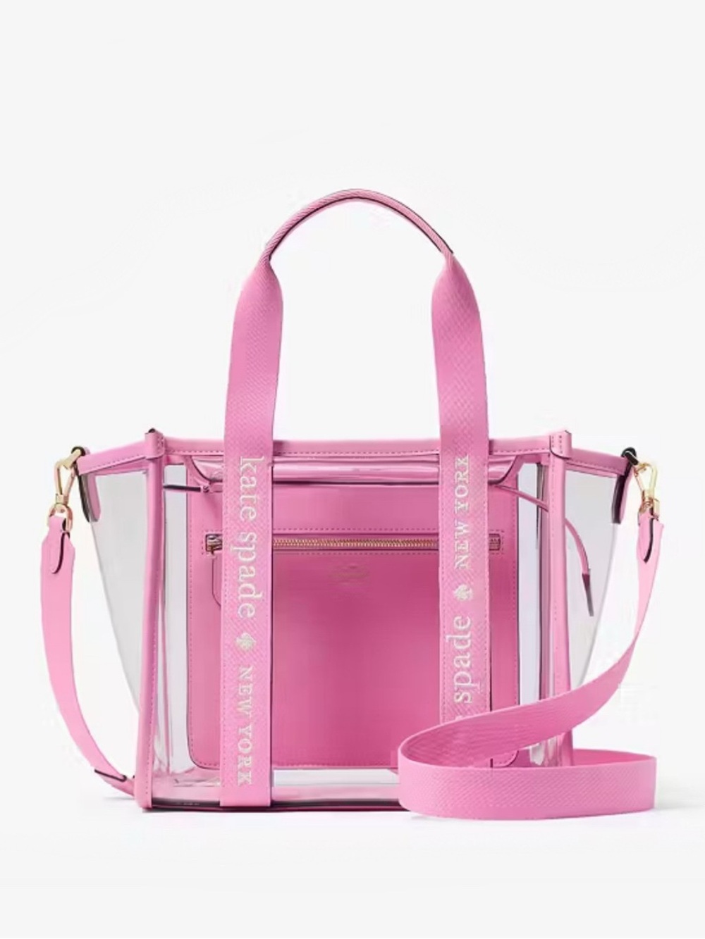 ♠️Kate Spade Kip Clear See Through Small Crossbody Stadium Tote, Surf Pink NWT